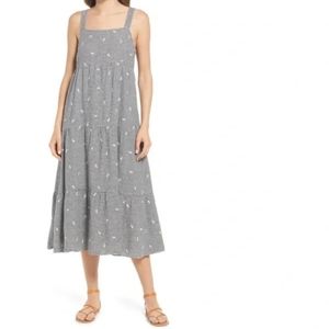 Madewell Gingham Checkered Embroidered Dress XSP